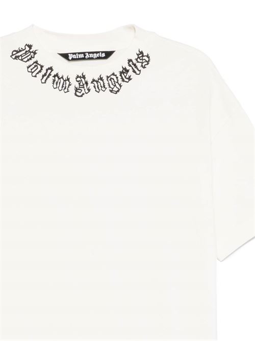 White crew neck logo print t-shirt PALM ANGELS | PMAA001S25JER0020310